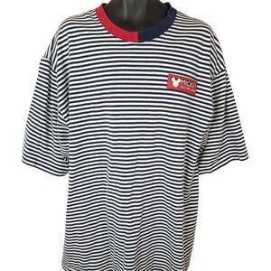 Mickey Sailing Gear T Shirt Vintage 90s Disney Striped Vaporwave Mens Size 2XL